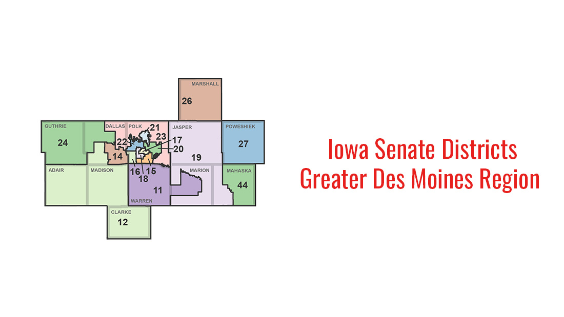 A map of The Partnership's Footprint in relation to the Iowa Senate Districts